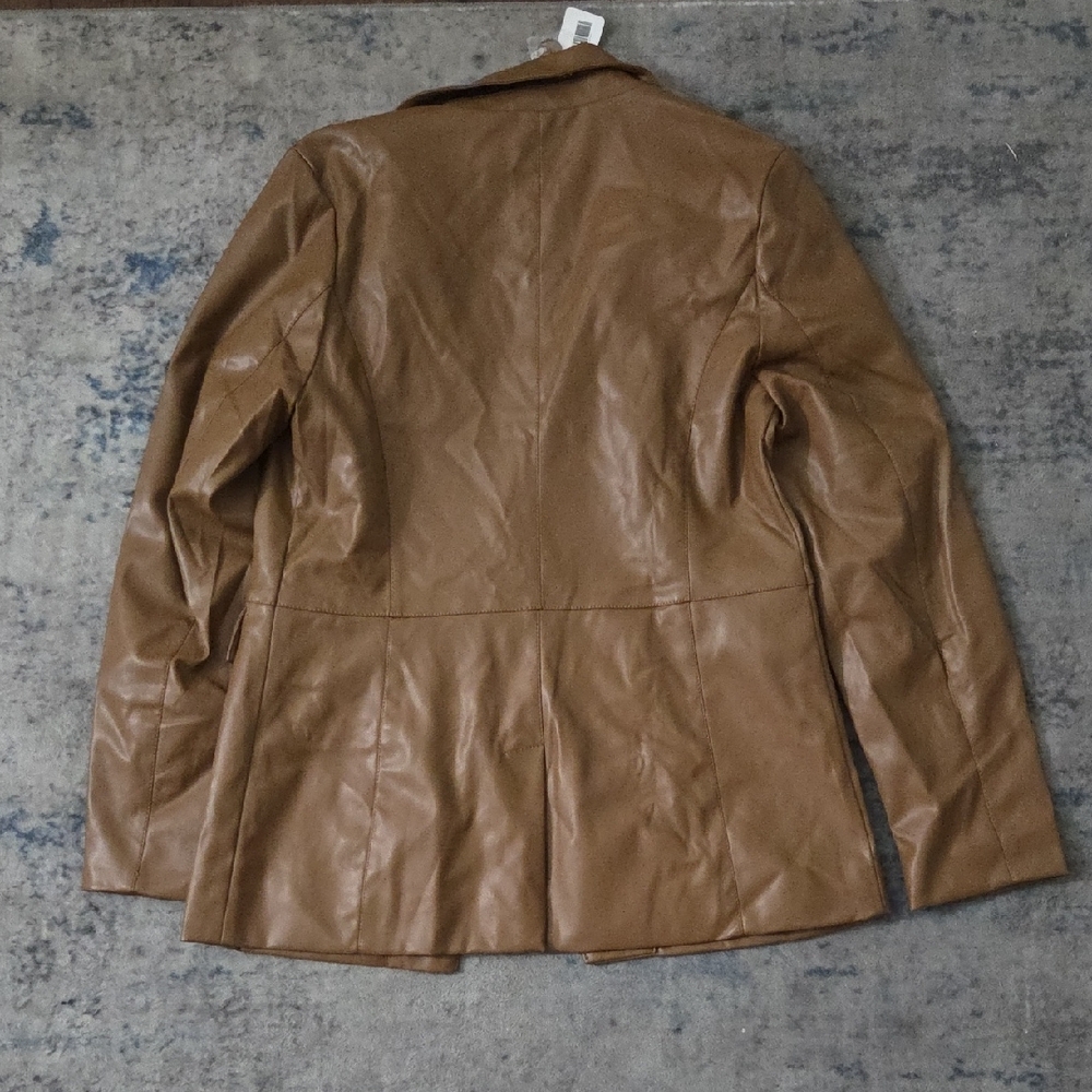 Laundry By Shelli Segal Camel Leather Blazer - Picture 4 of 4